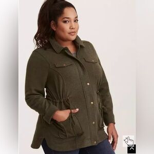 French Terry Knit Utility Shirt Jacket